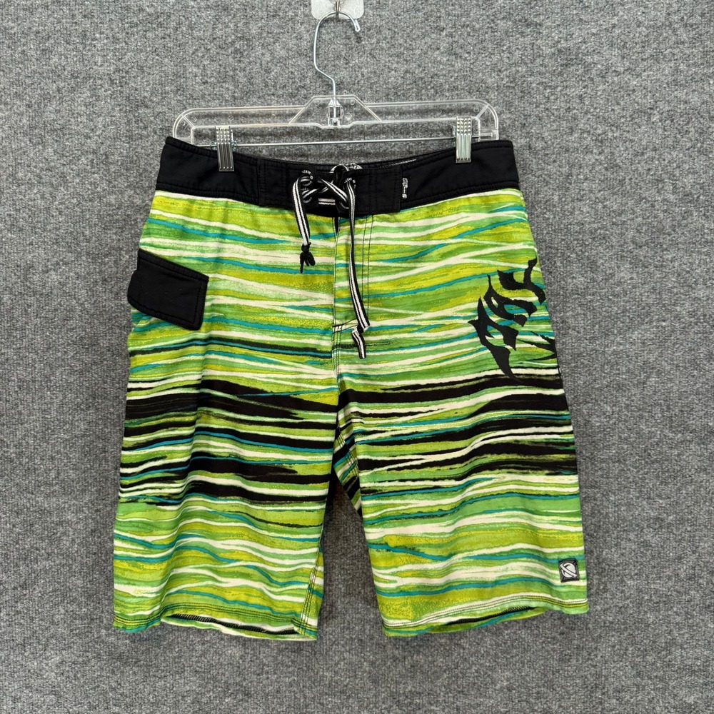 Lost Enterprises Masters Of Mayhem Board Shorts Mens 33 Swim Trunks Y2K Neon